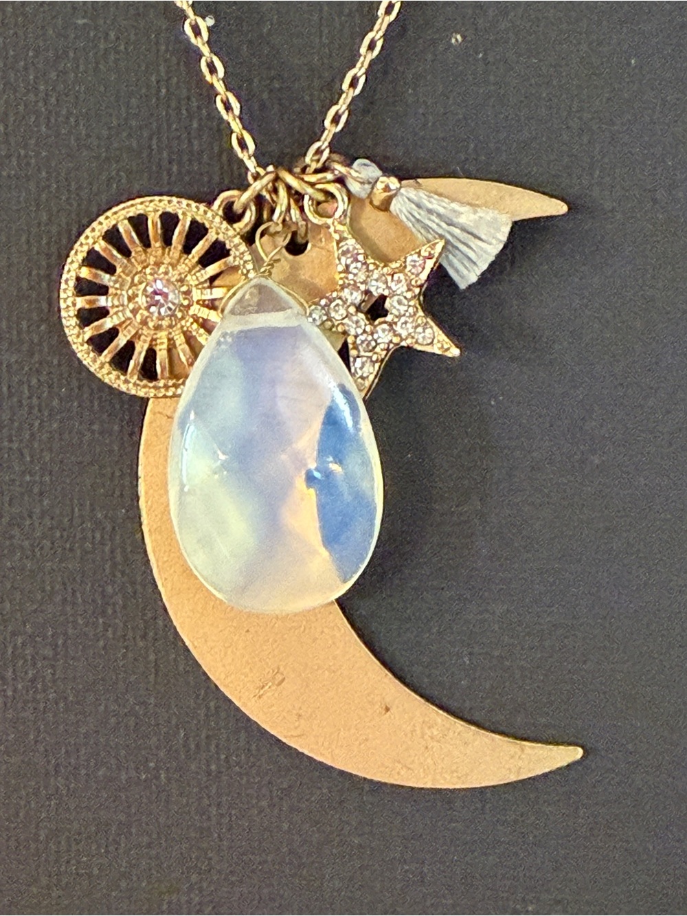 Do not buy: Handmade Adirondacks Celestial Moonstone Moon & Star Necklace 30” - Picture 5 of 6